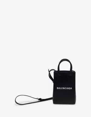 Balenciaga Black Shopping Phone Holder Bag