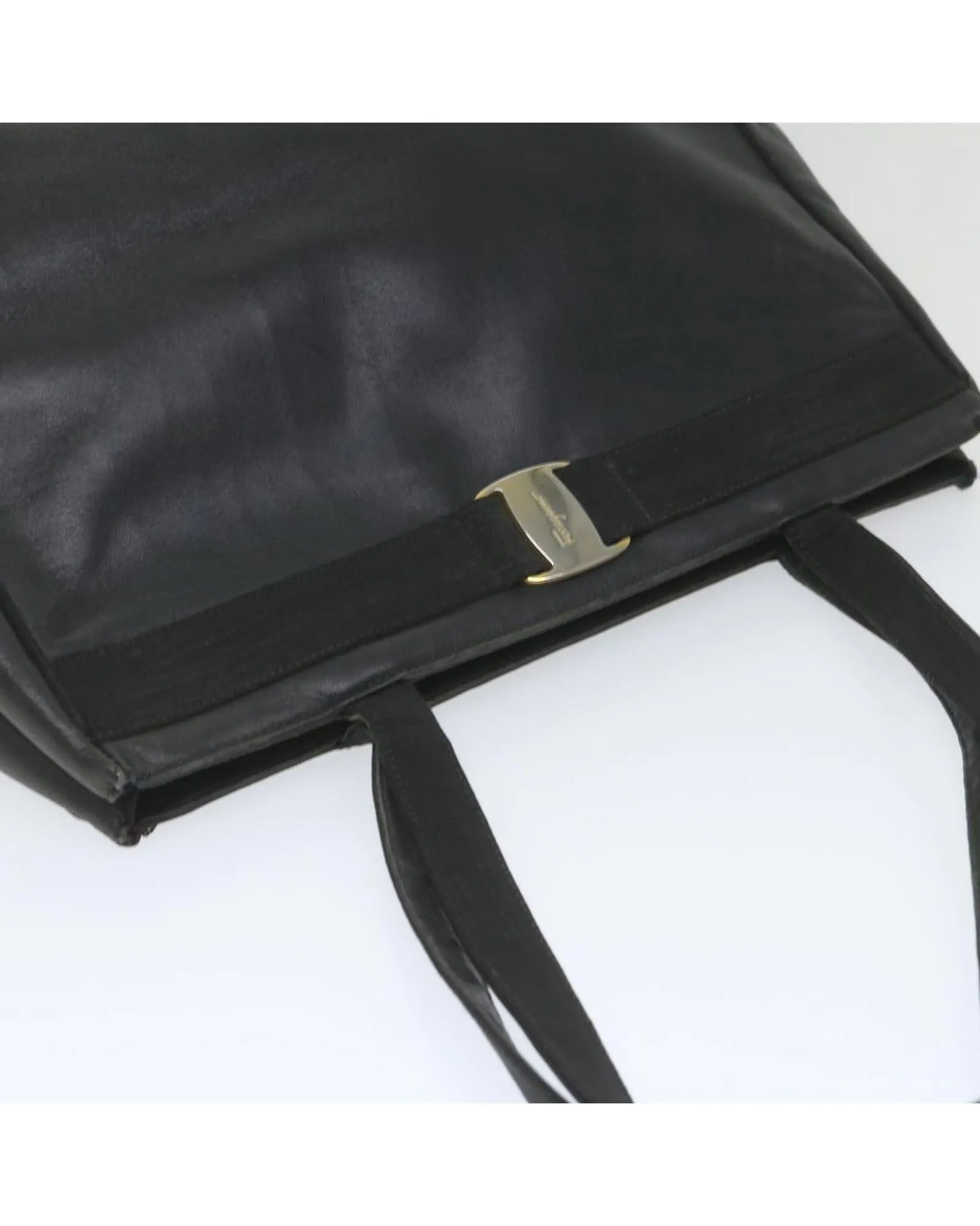 Black Leather Tote Bag by Salvatore Ferragamo