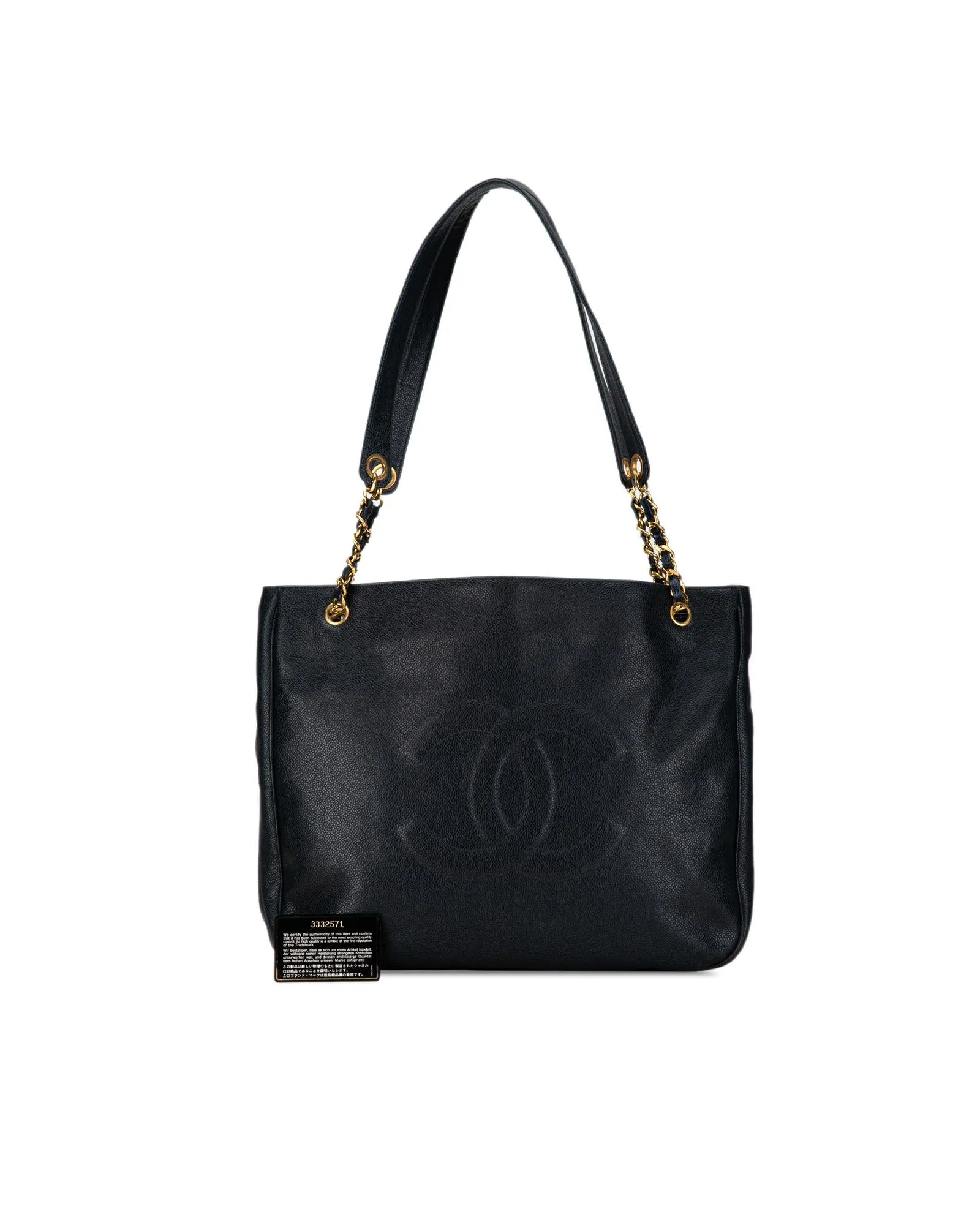 Chain Strap Caviar Leather Tote Bag