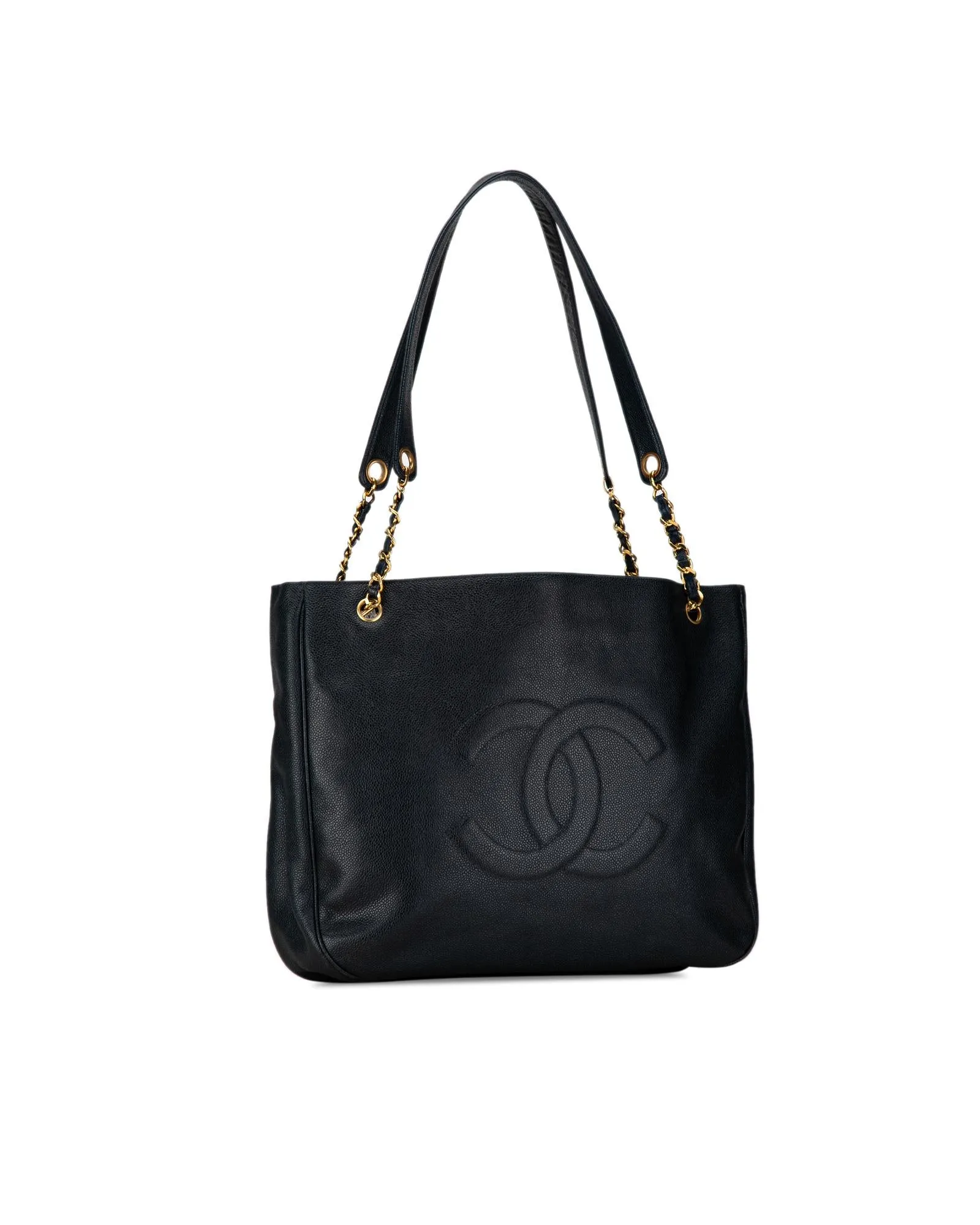 Chain Strap Caviar Leather Tote Bag