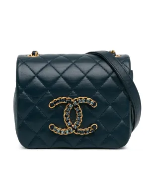 Crystal-Embellished Quilted Leather Crossbody Bag