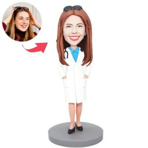 Custom Female Super Doctor Bobblehead Hands Insert Pocket