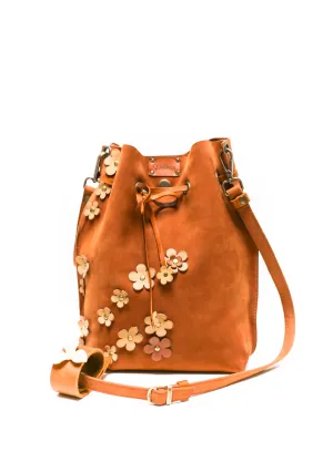 Floral Leather Bucket Bag