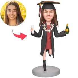 Graduation Girl Custom Bobblehead with Engraved Text