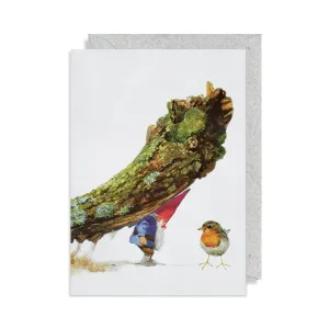 Greeting Card: Rien Poortvliet - Gnome Lifting Branch (Portrait)