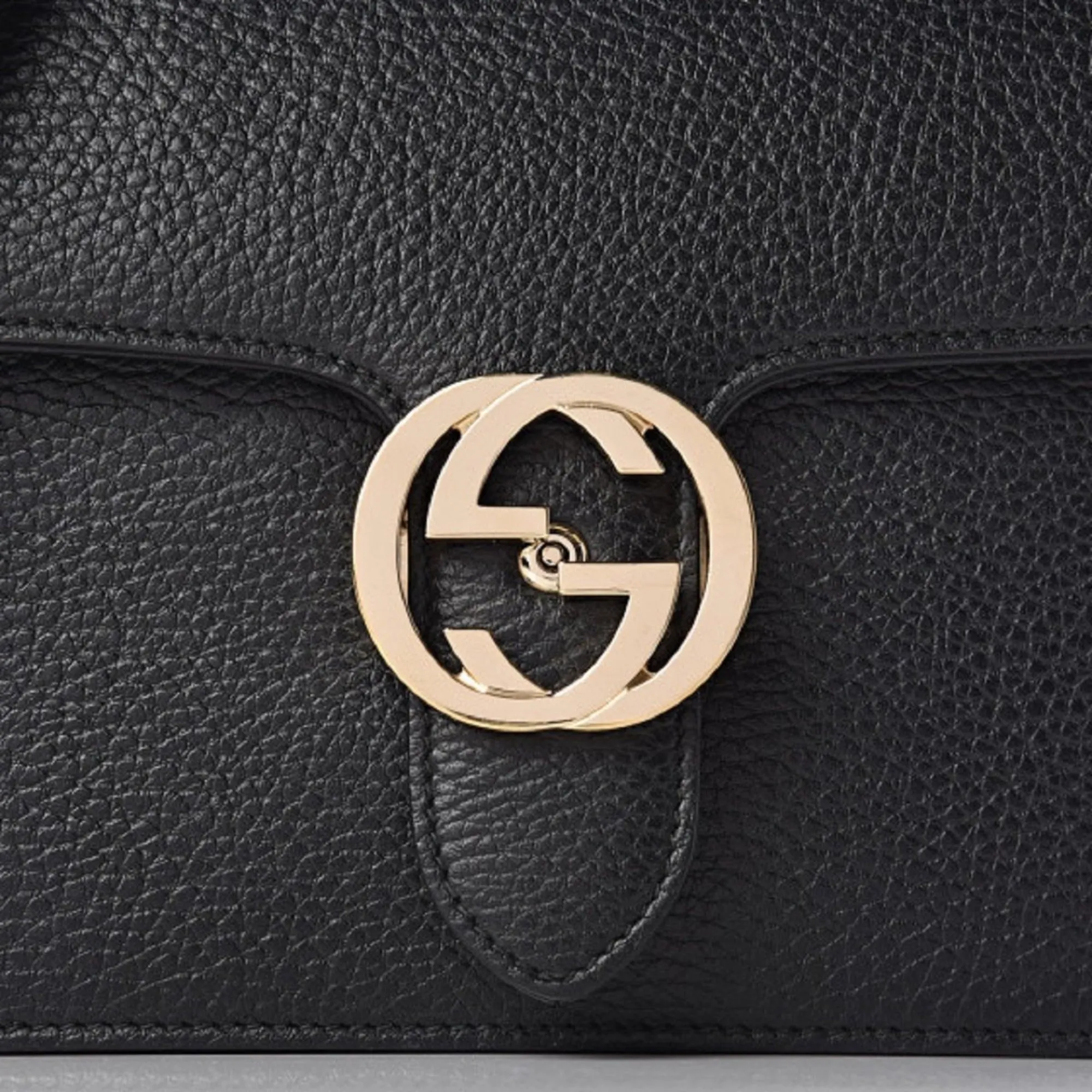 Gucci Black Icon GG Interlocking Small Crossbody Bag