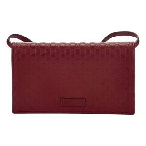 Gucci Microguccissma 'GG' Burgundy Red Womens Wallet Crossbody Handbag