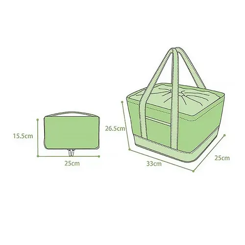 Insulated Foldable Polyester Grocery Tote with Pockets