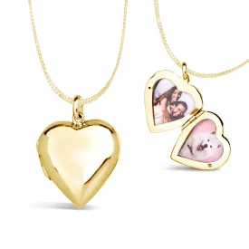 Large 2 Photo Heart Locket  Gold   Photos