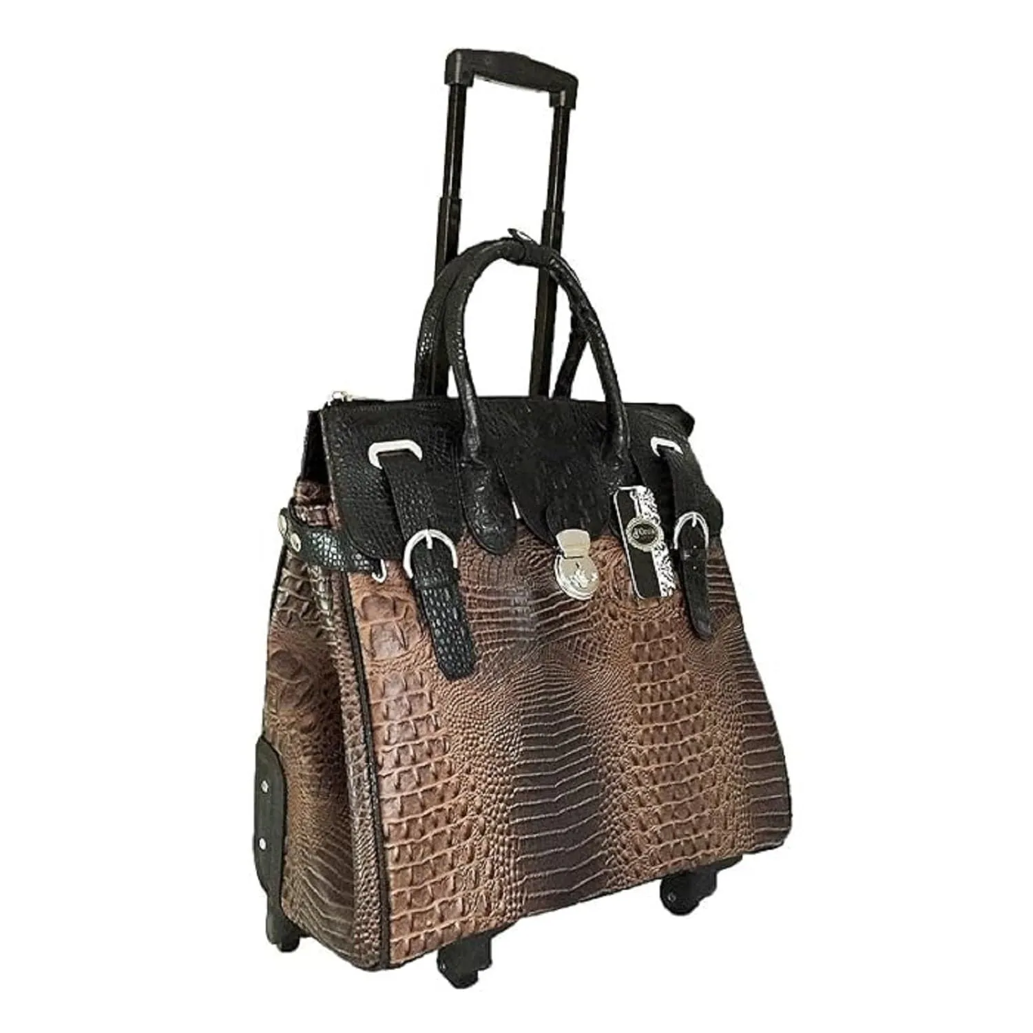 LG2668FW Four Wheel Two Tone Croc Rolling Luggage Bag