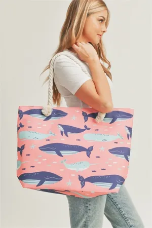 MB0173 Whale Print Tote Bag