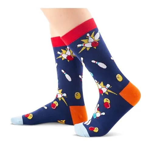 Novelty Bowling Socks, Funny Bowling Gifts for Bowling Lovers, Ball Sports Socks, Gifts For Men Women, Unisex Bowling Themed Socks, Sports Lover Gift, Silly Socks, Fun Socks