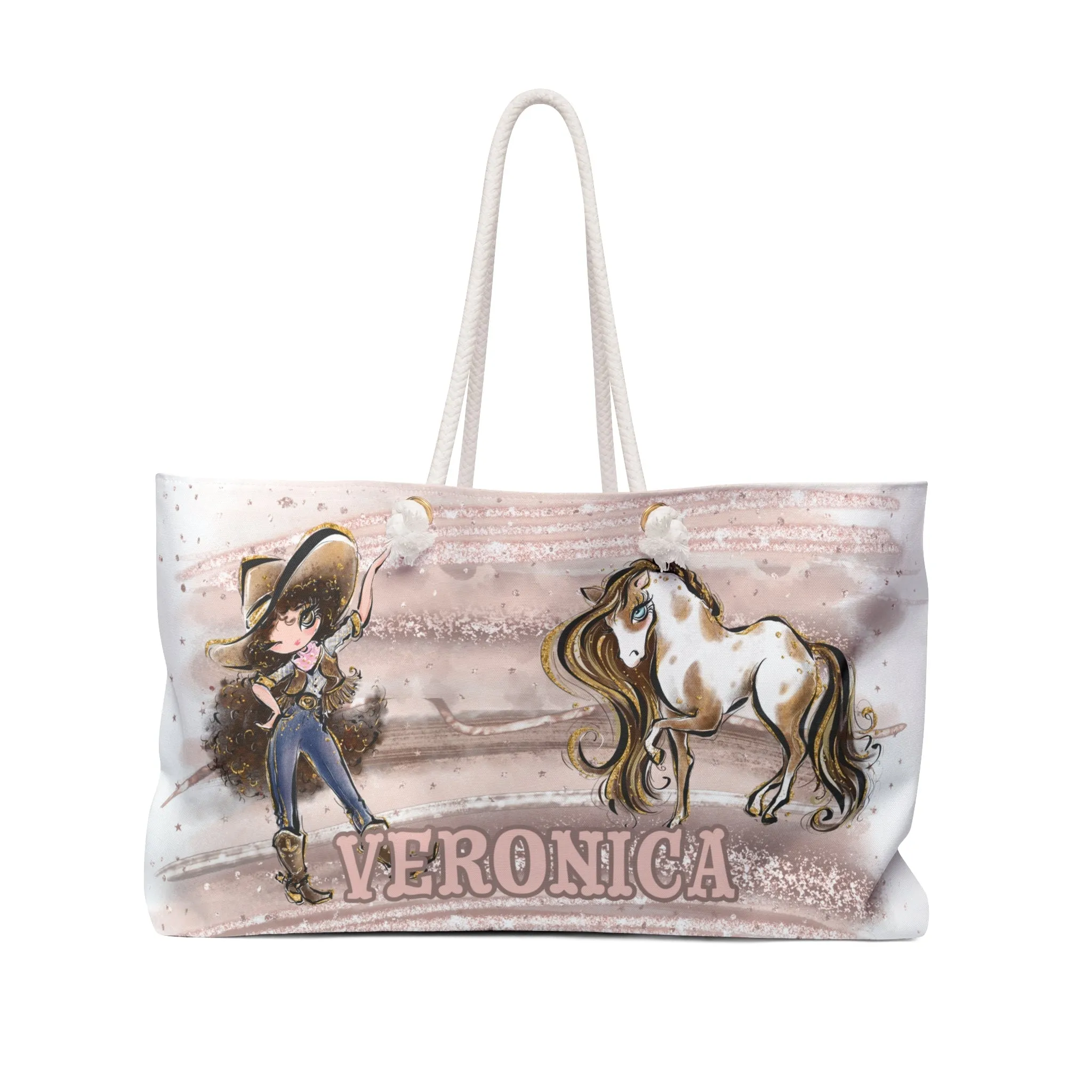 Personalised Weekender Bag, Cowgirl and Horse, Large Weekender Bag, Beach Bag, Book Bag