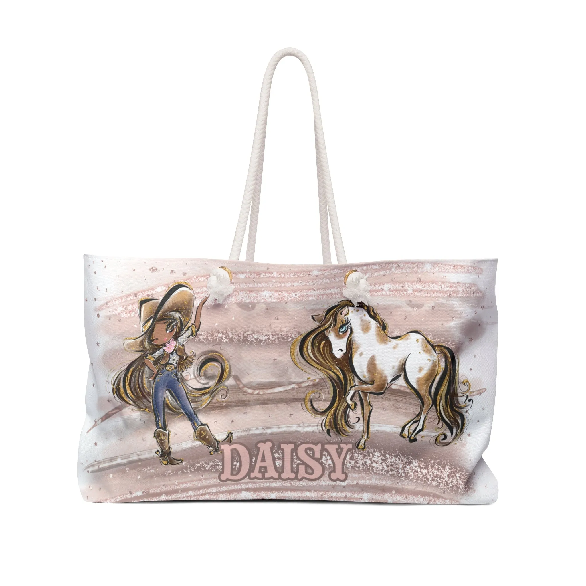 Personalised Weekender Bag, Cowgirl and Horse, Large Weekender Bag, Beach Bag, Book Bag