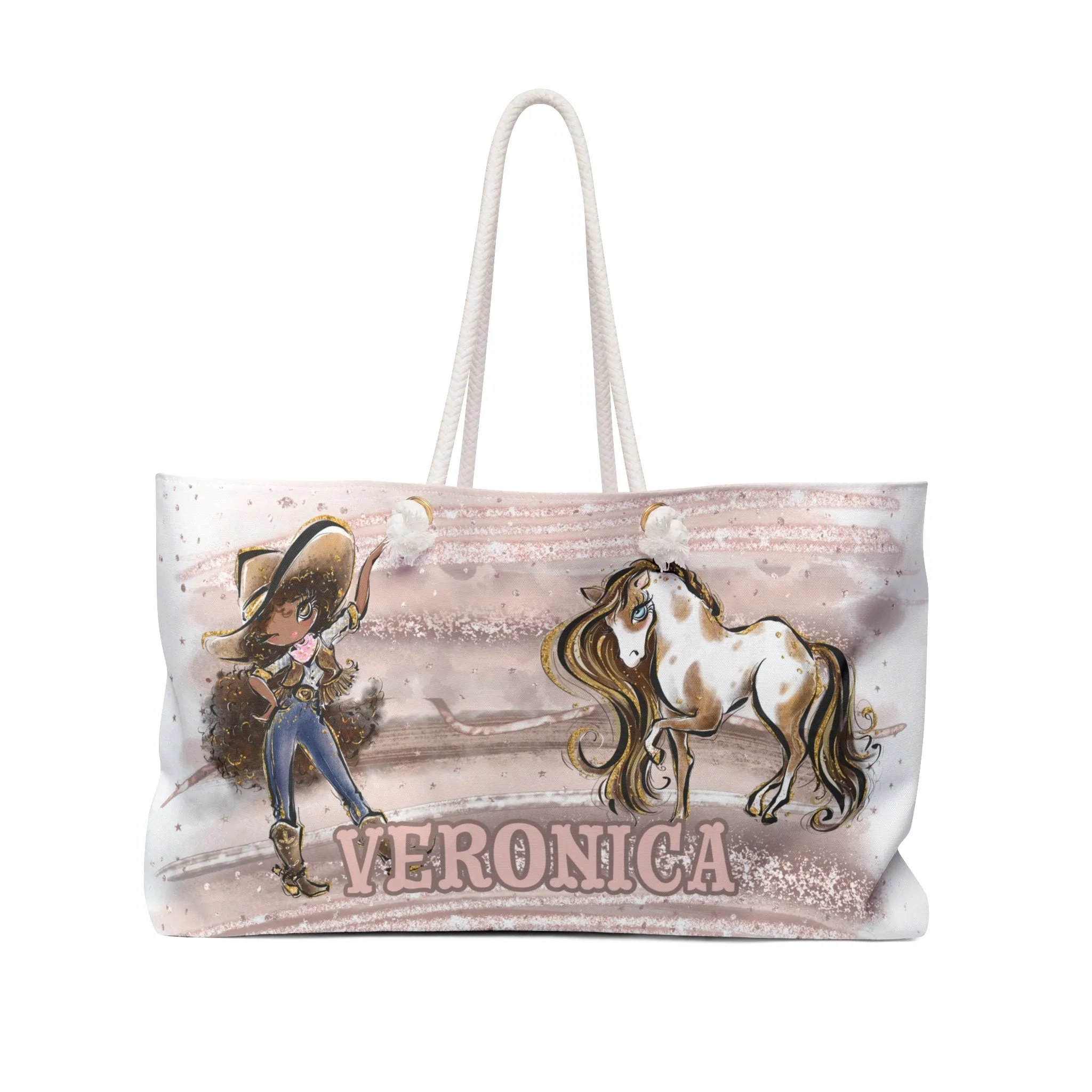 Personalised Weekender Bag, Cowgirl and Horse, Large Weekender Bag, Beach Bag, Book Bag