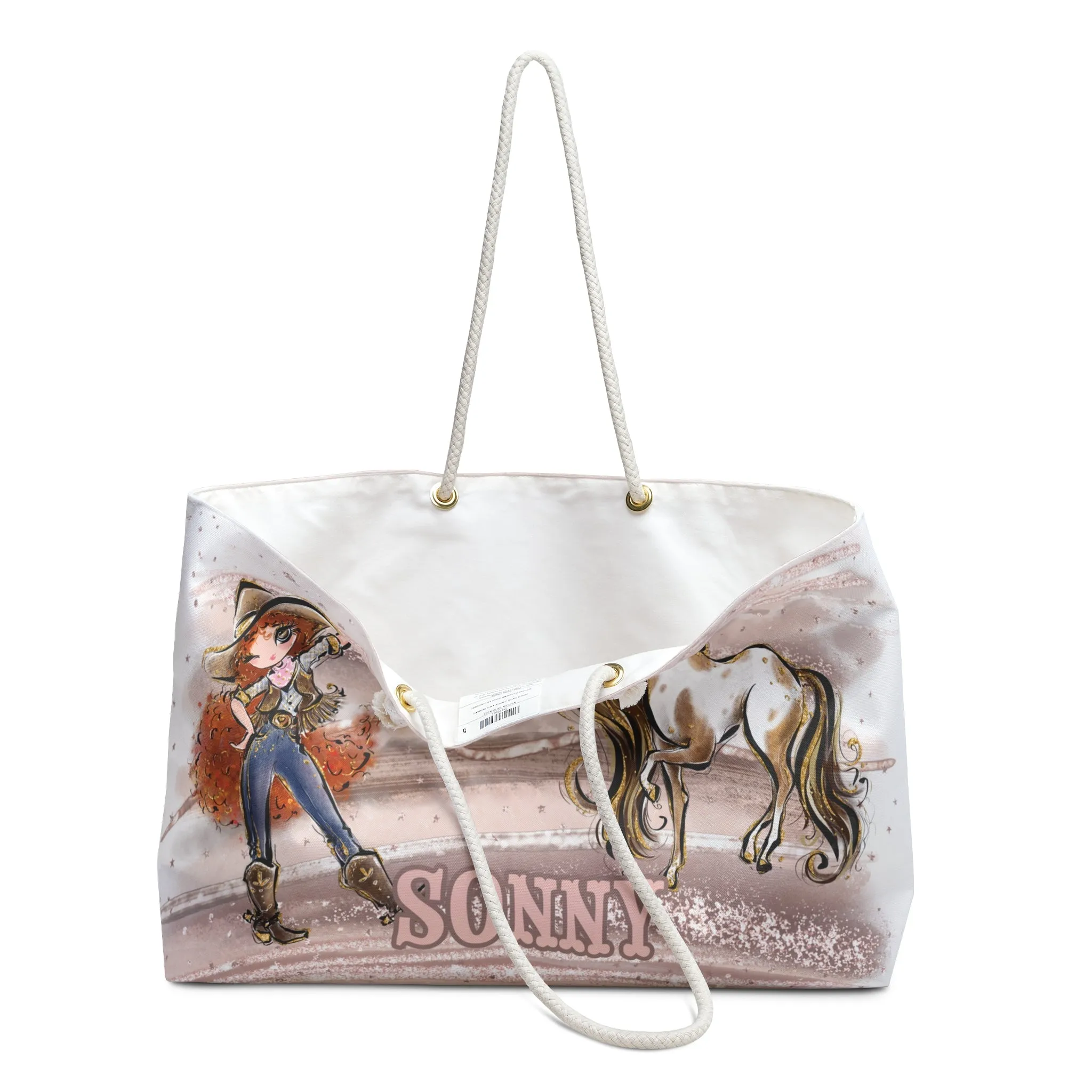 Personalised Weekender Bag, Cowgirl and Horse, Large Weekender Bag, Beach Bag, Book Bag