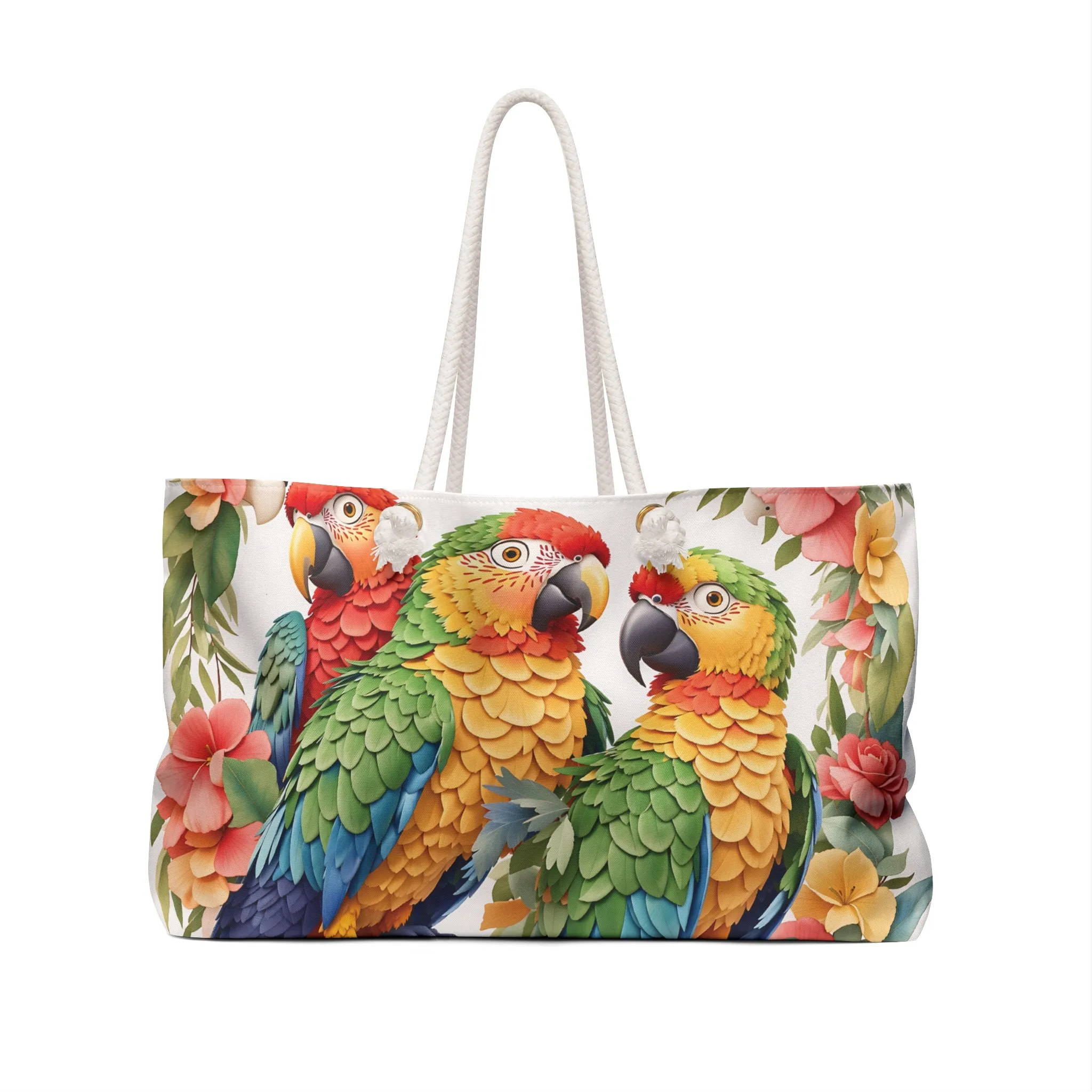 Personalised Weekender Bag, Parrots, Large Weekender Bag, Beach Bag, Book Bag