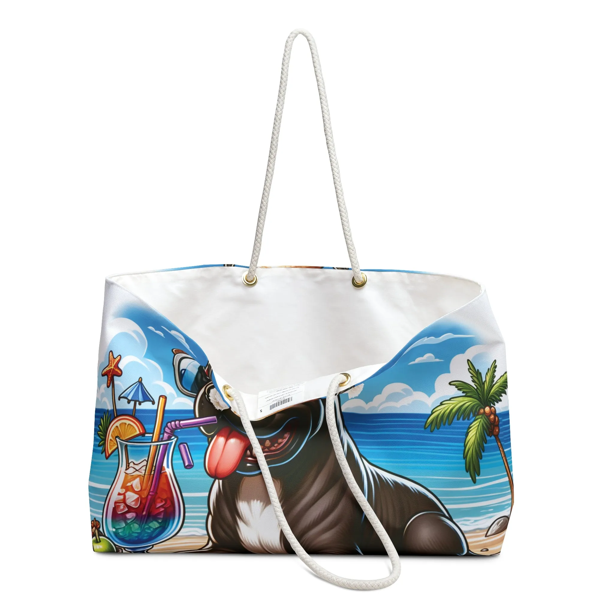 Personalised/Non-Personalised Weekender Bag, Summer Beach Dog, Cane Corso, Large Weekender Bag, Beach Bag, Book Bag