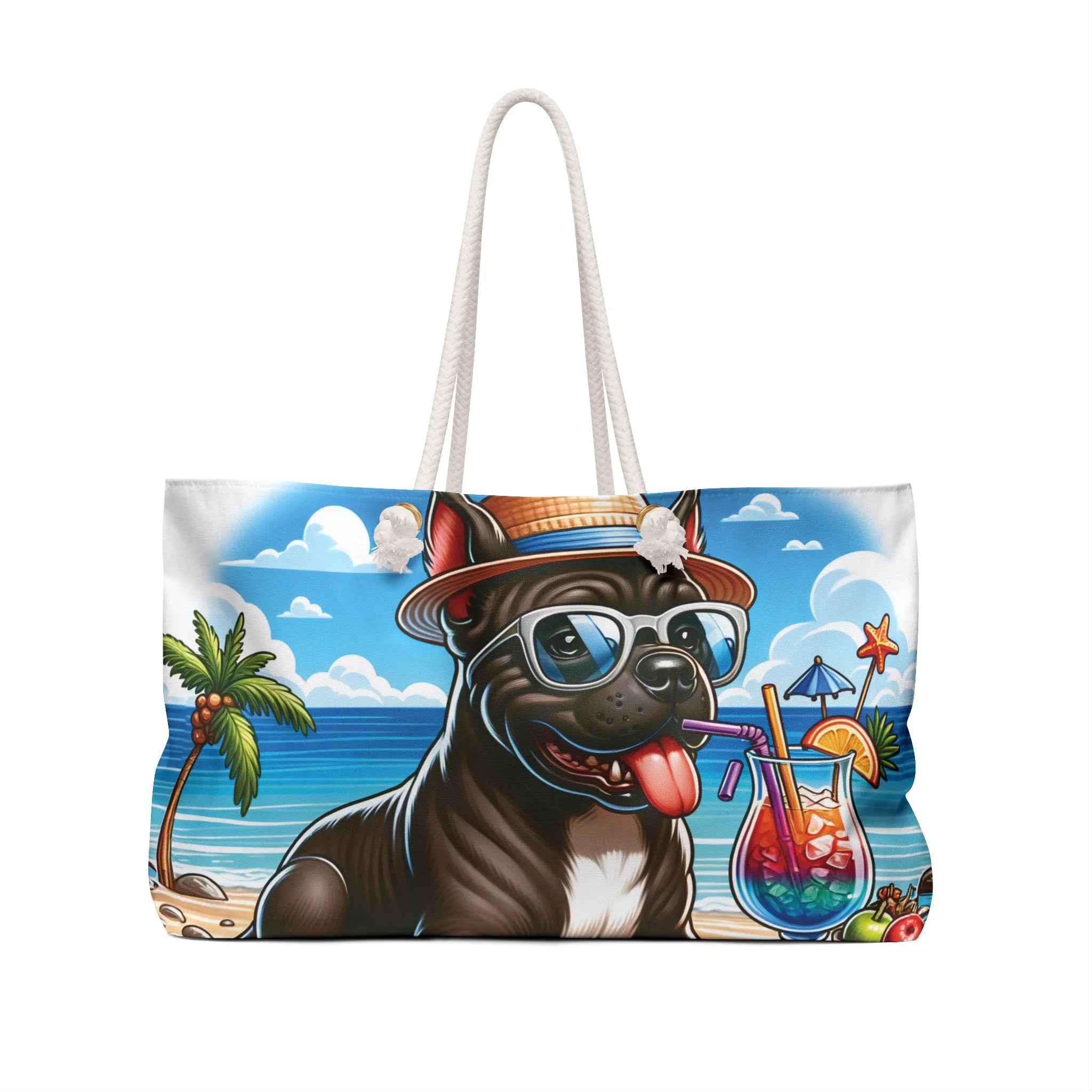 Personalised/Non-Personalised Weekender Bag, Summer Beach Dog, Cane Corso, Large Weekender Bag, Beach Bag, Book Bag