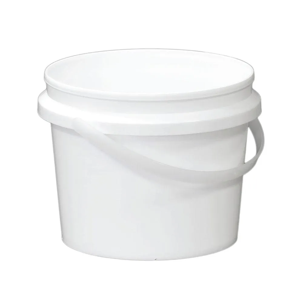 Plastic White Buckets Handle   Lids - 2L 5L 10L - Small and Large Food Pail