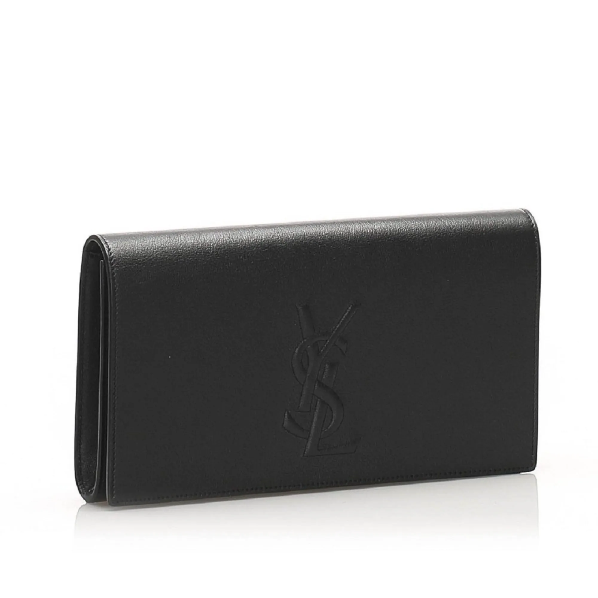 Saint Laurent YSL Belle de Jour Leather Black Large Clutch Bag