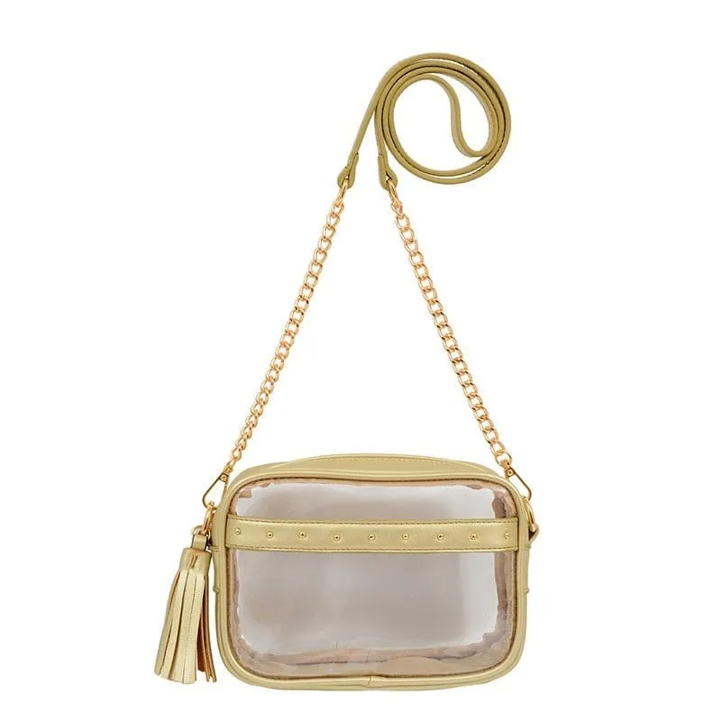 TB29208 Clear Crossbody With Tassel With Chain Strap