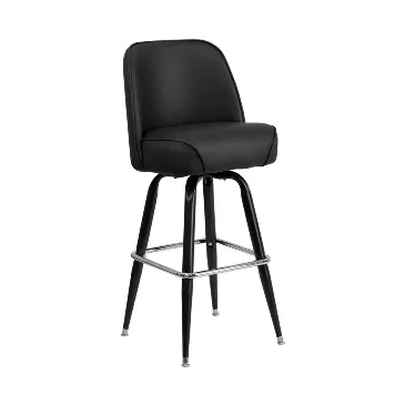 The Stay Awhile Black Bucket Steel Bar Stool