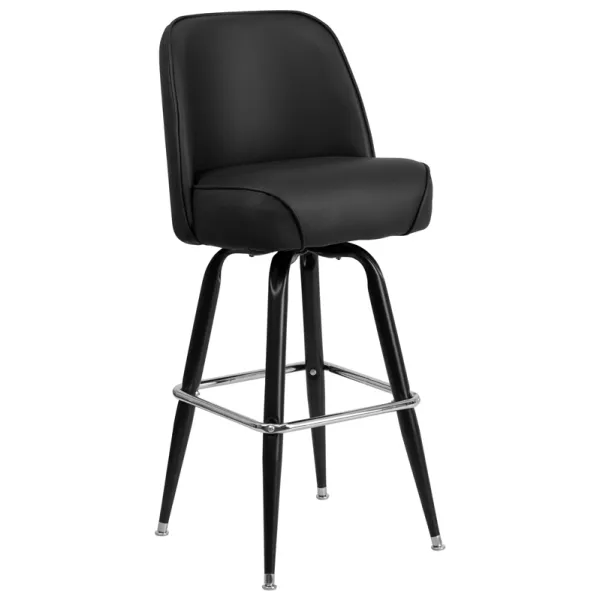 The Stay Awhile Black Bucket Steel Bar Stool