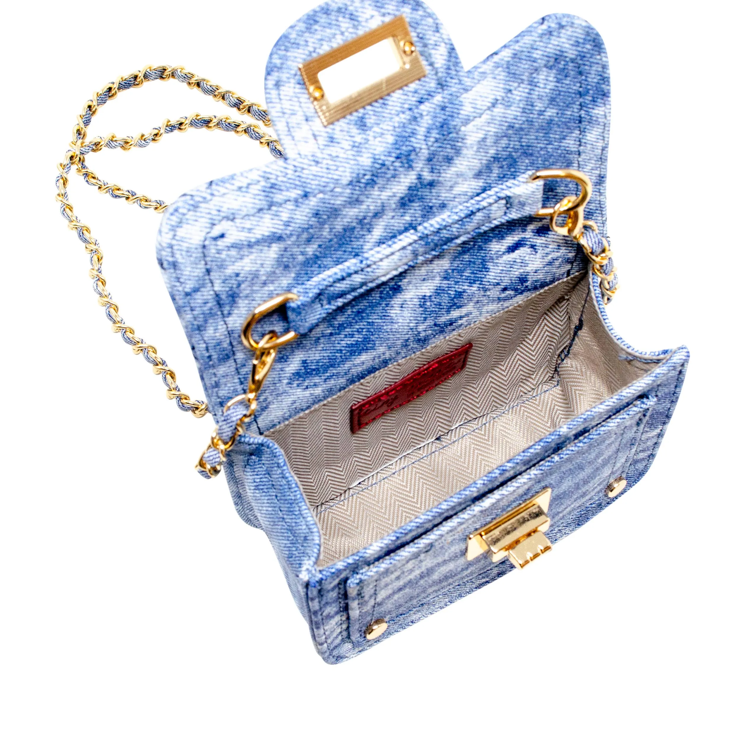 Tie Dye Quilted Denim Handbag: Blue